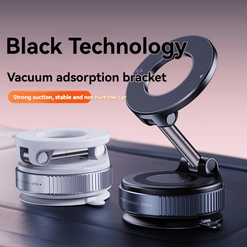 Car Mount Vacuum Magnetic Holder Foldable Strong Suction Stand for Cell Phone for Phone with Magnetic Sheet and Live Streaming