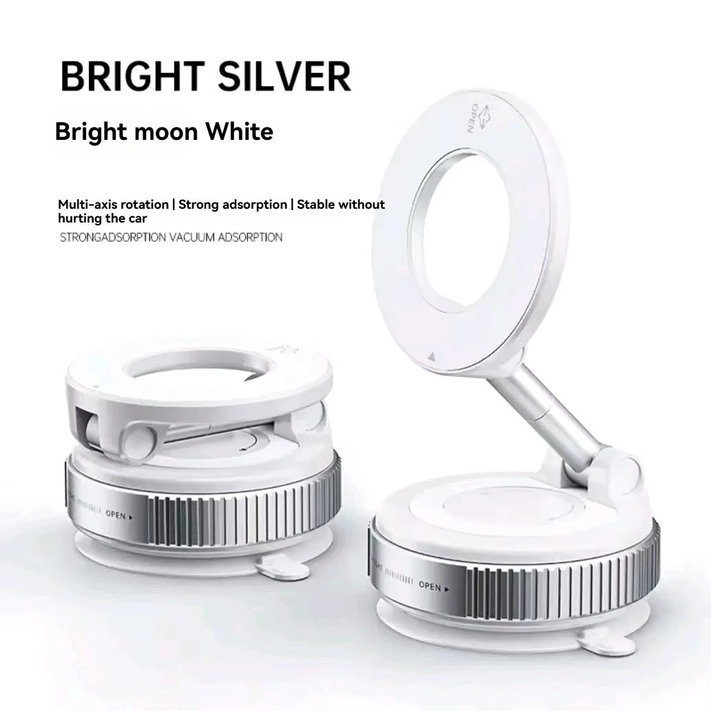 Car Mount Vacuum Magnetic Holder Foldable Strong Suction Stand for Cell Phone for Phone with Magnetic Sheet and Live Streaming