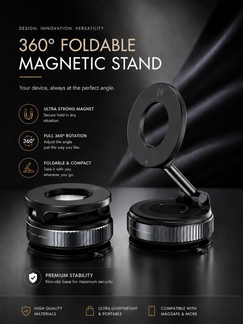 Magnetic Vacuum Phone Stand with Strong Suction